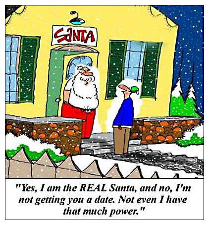 Cartoon, Santa can't find this young man a date.