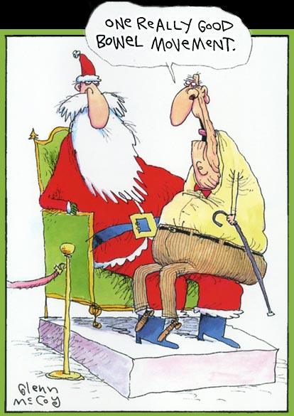 Old man sitting on Santa's lap asks Santa for 