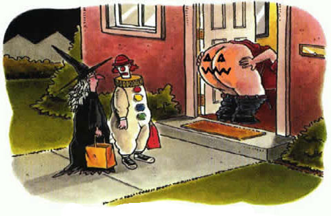 Home owner moons trick or treeters