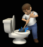 Man Washing Toilet