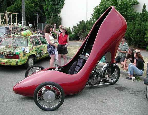 motorcycle made from large red high heel